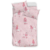 Poodle Dog Pink Color Theme Bedding Set