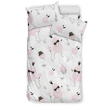 Poodle Dog Rose Cake Pattern Bedding Set.