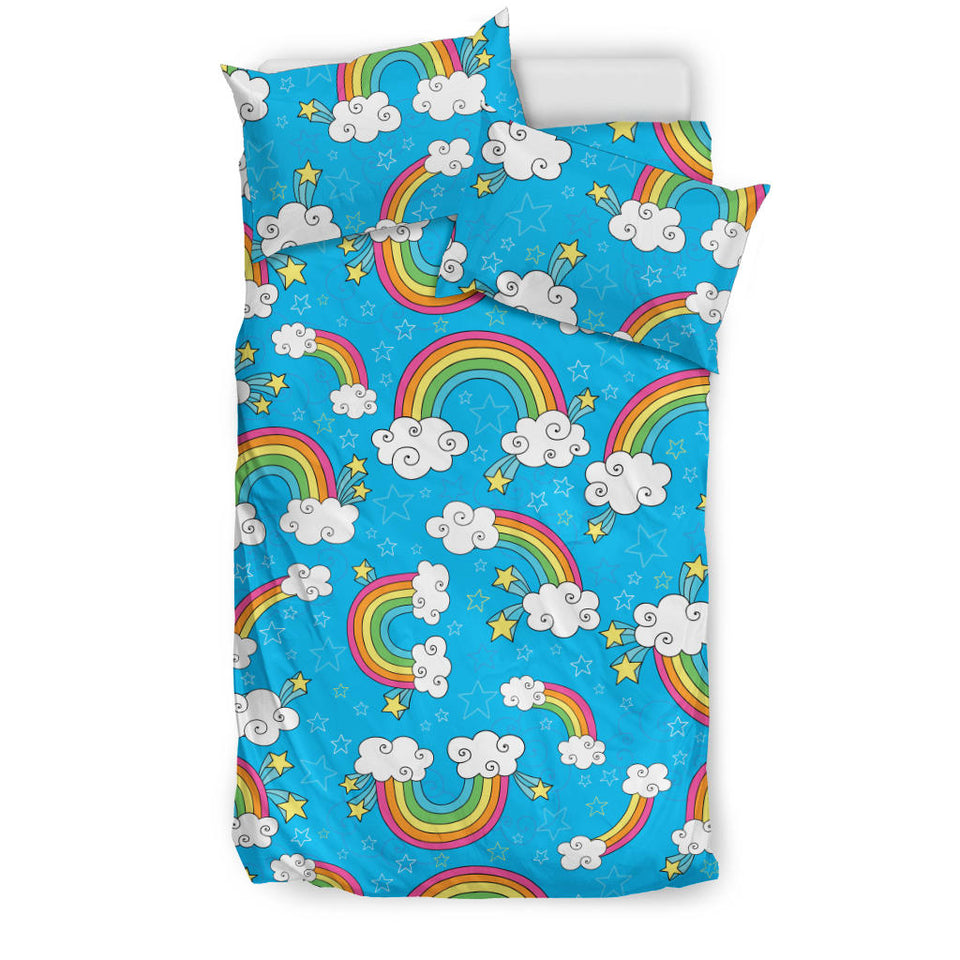 Rainbows Sky Clouds Pattern Bedding Set