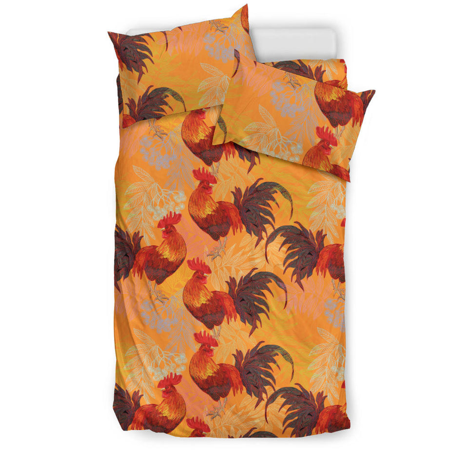 Red Rooster Chicken Cock Pattern Bedding Set