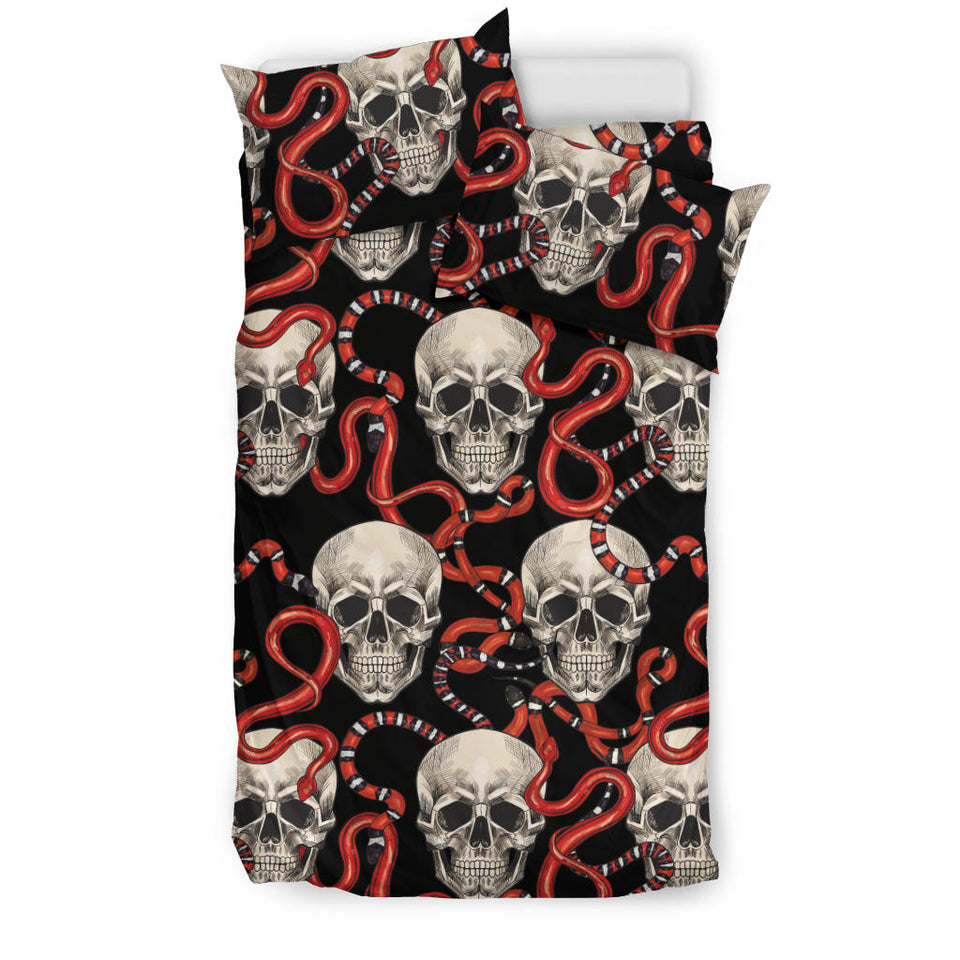 Red Snake Skull Pattern Bedding Set