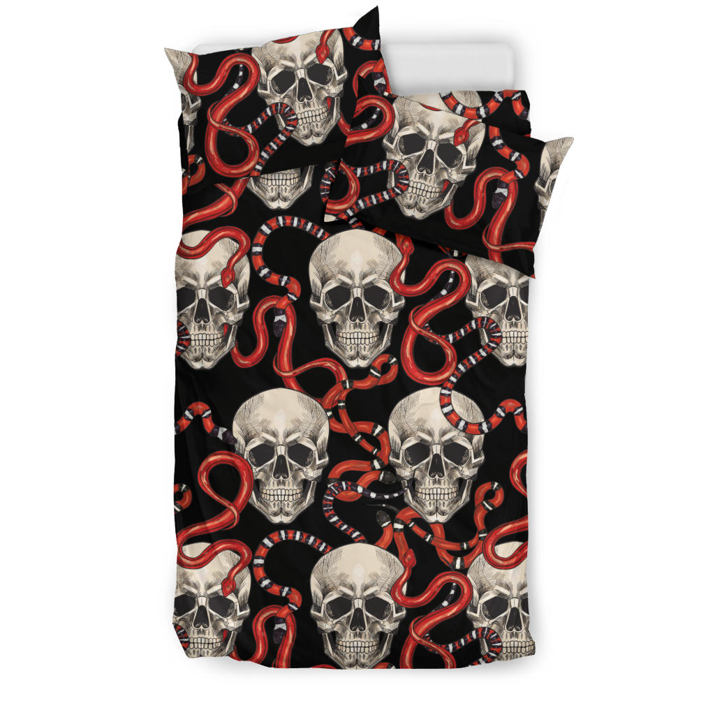 Red Snake Skull Pattern Bedding Set