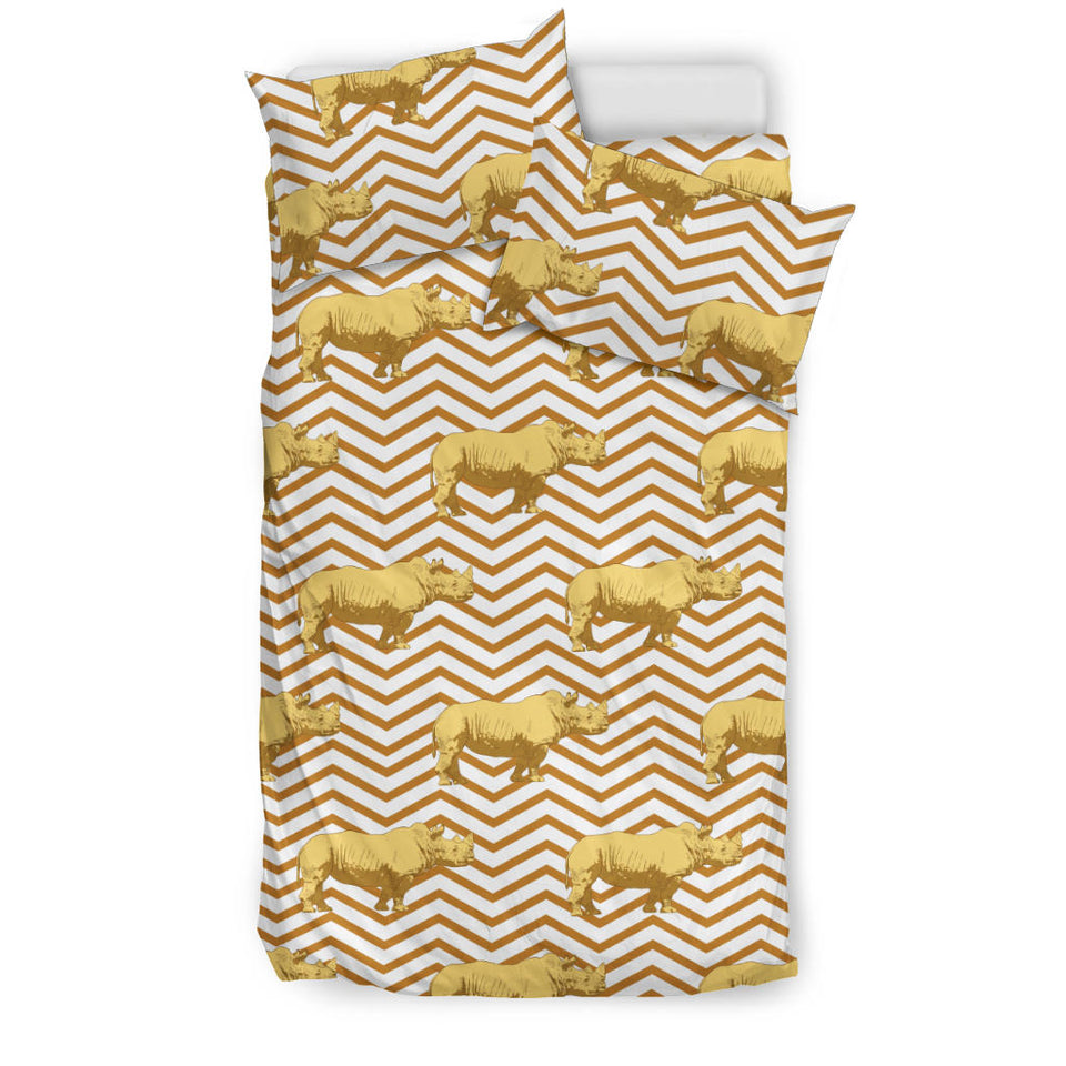 Rhino Yellow Theme Pattern Bedding Set