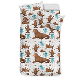Sea Lion Seals Jellyfish Pattern Bedding Set