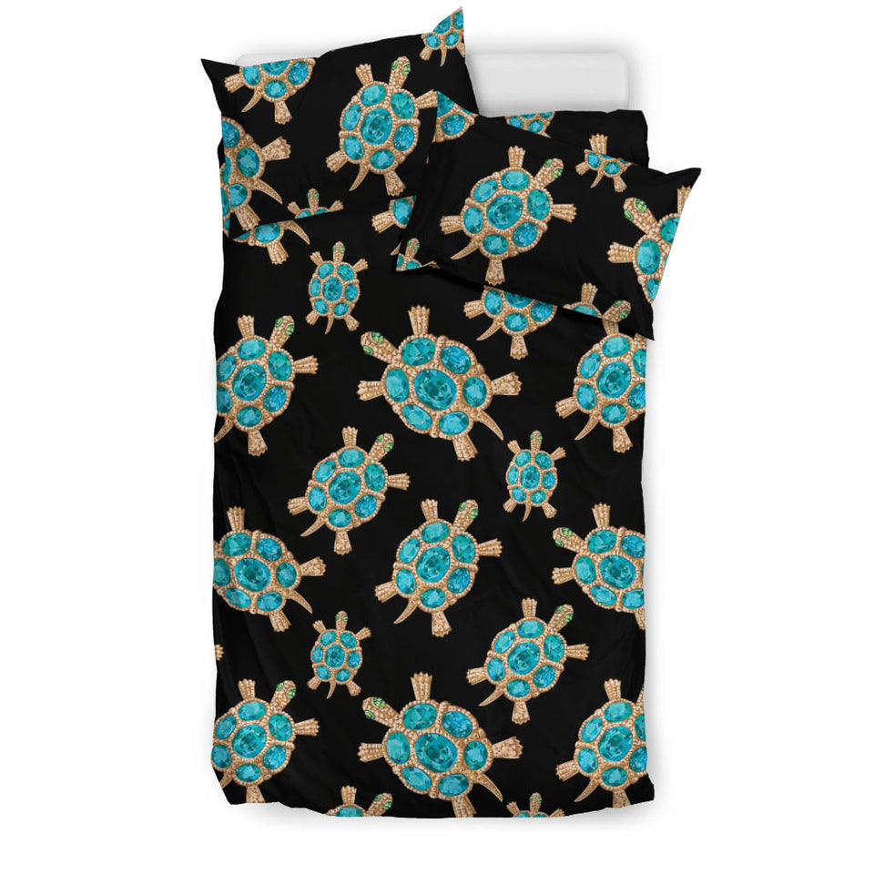 Sea Turtle Blue Stone Pattern Bedding Set