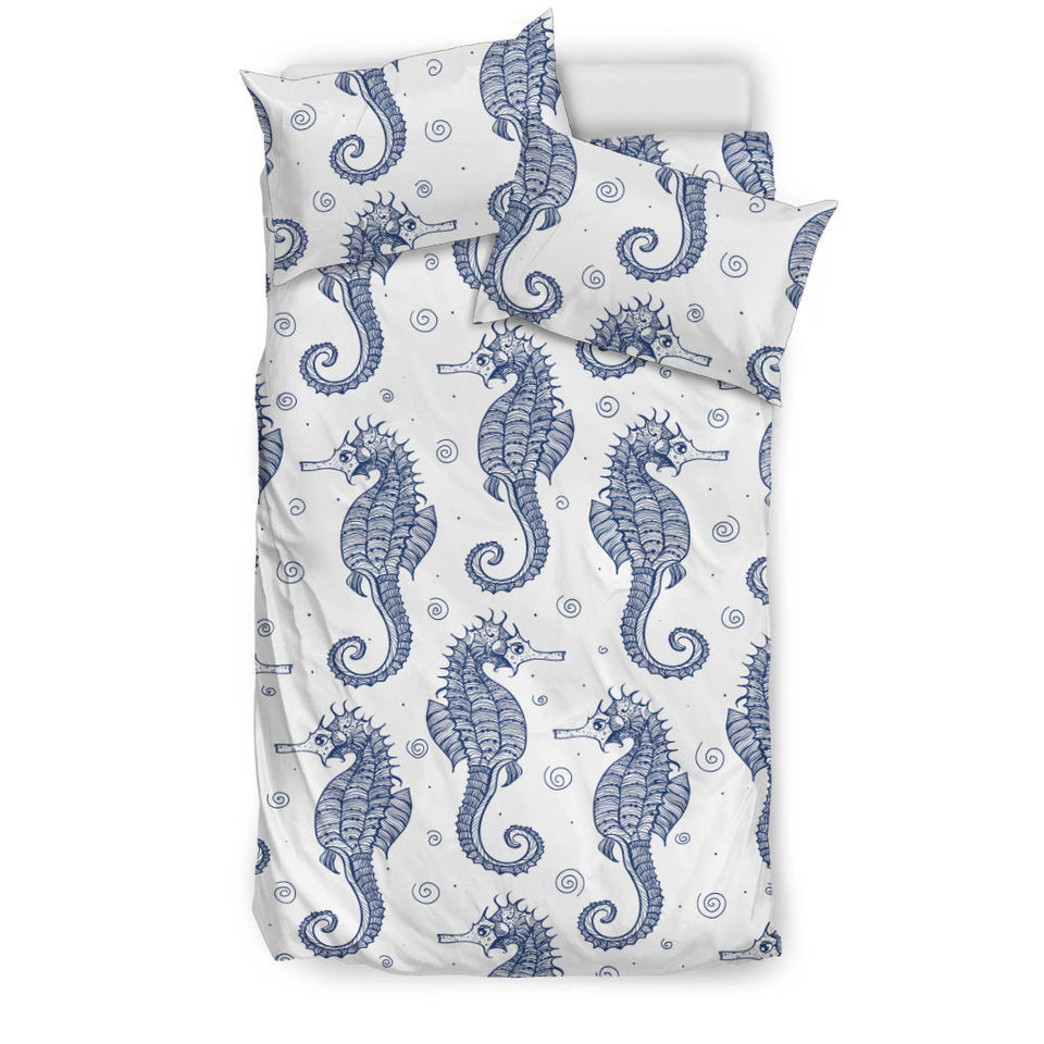 Seahorse Pattern Background Bedding Set