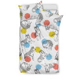 Siberian Husky And Colorful Circle Pattern Bedding Set