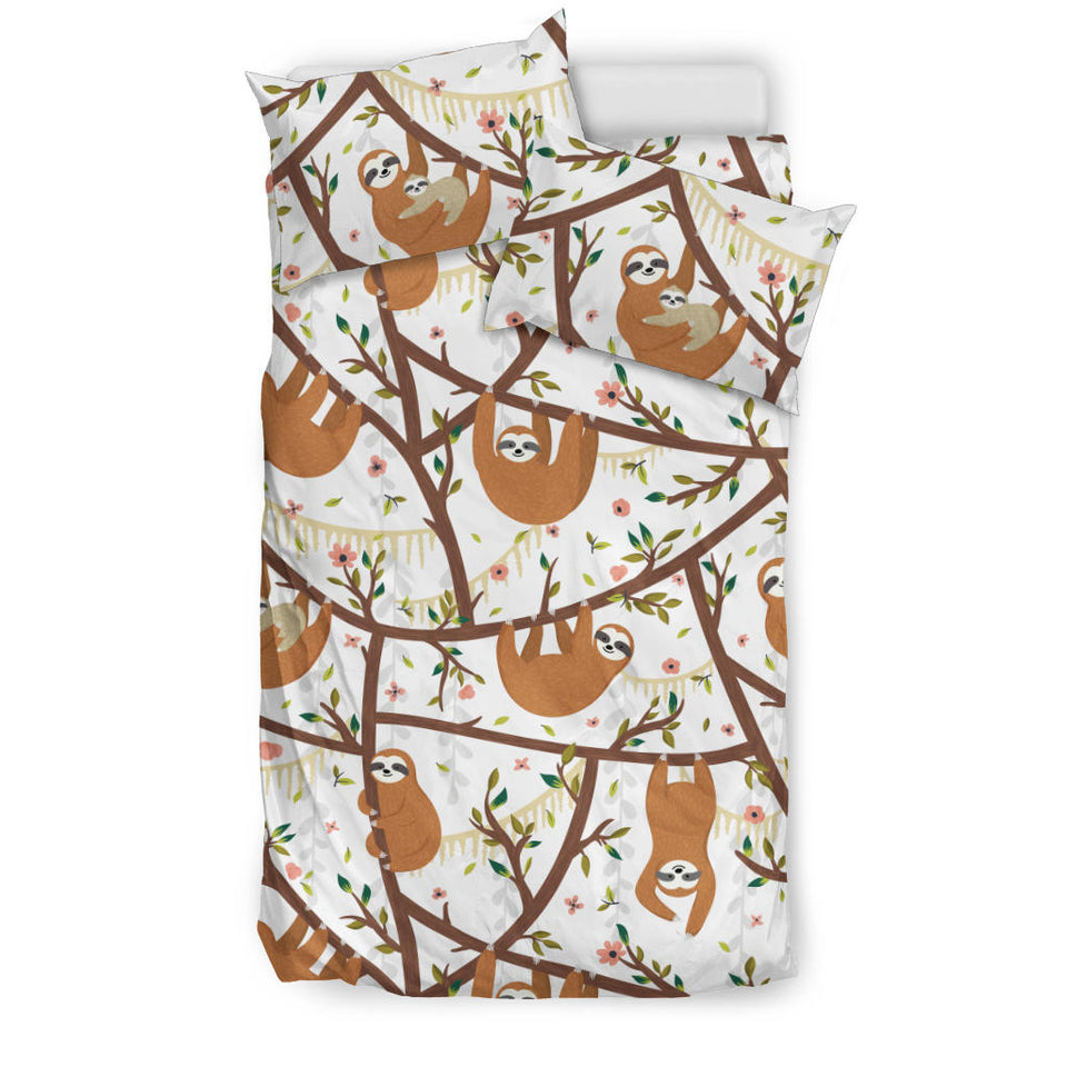 Sloths Hanging On The Tree Pattern Bedding Set