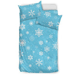 Snowflake Pattern Blue Background Bedding Set