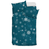 Snowflake Pattern Dark Background Bedding Set