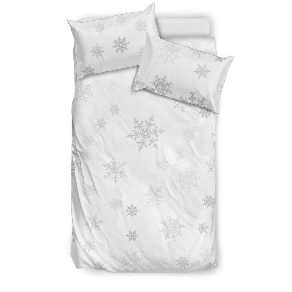Snowflake Pattern White Background Bedding Set