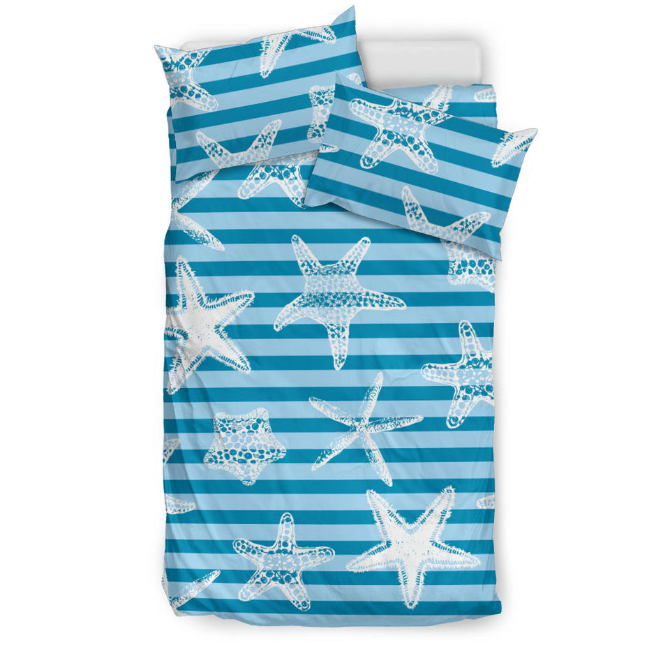Starfish Blue Blackground Bedding Set
