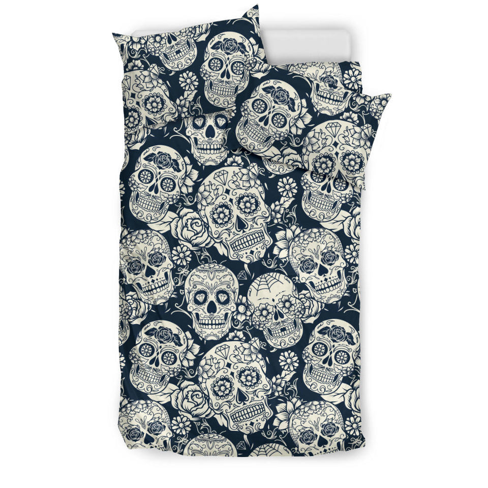 Sugar Skull Black White Pattern Bedding Set