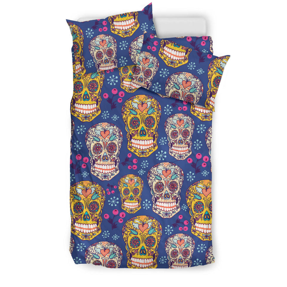 Sugar Skull Flower Pattern Bedding Set