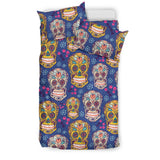 Sugar Skull Flower Pattern Bedding Set