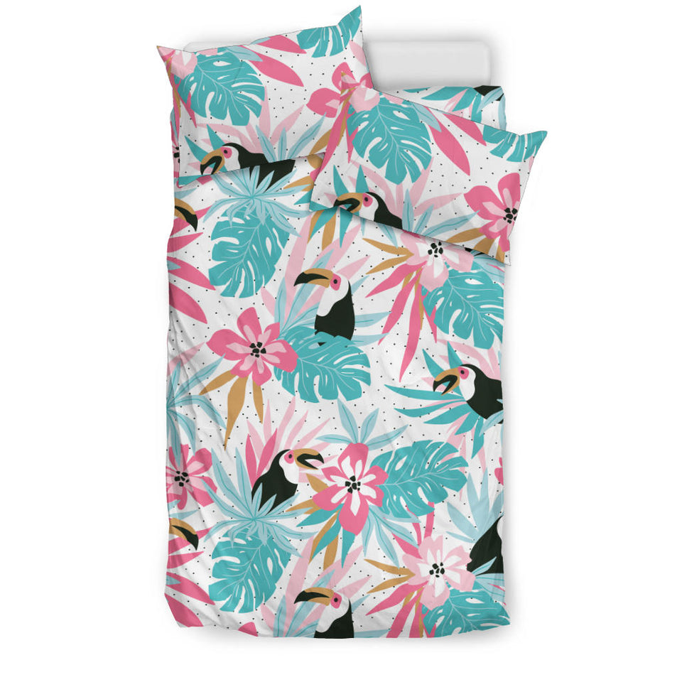 Toucan Tropical Flower Leave Pattern Bedding Set