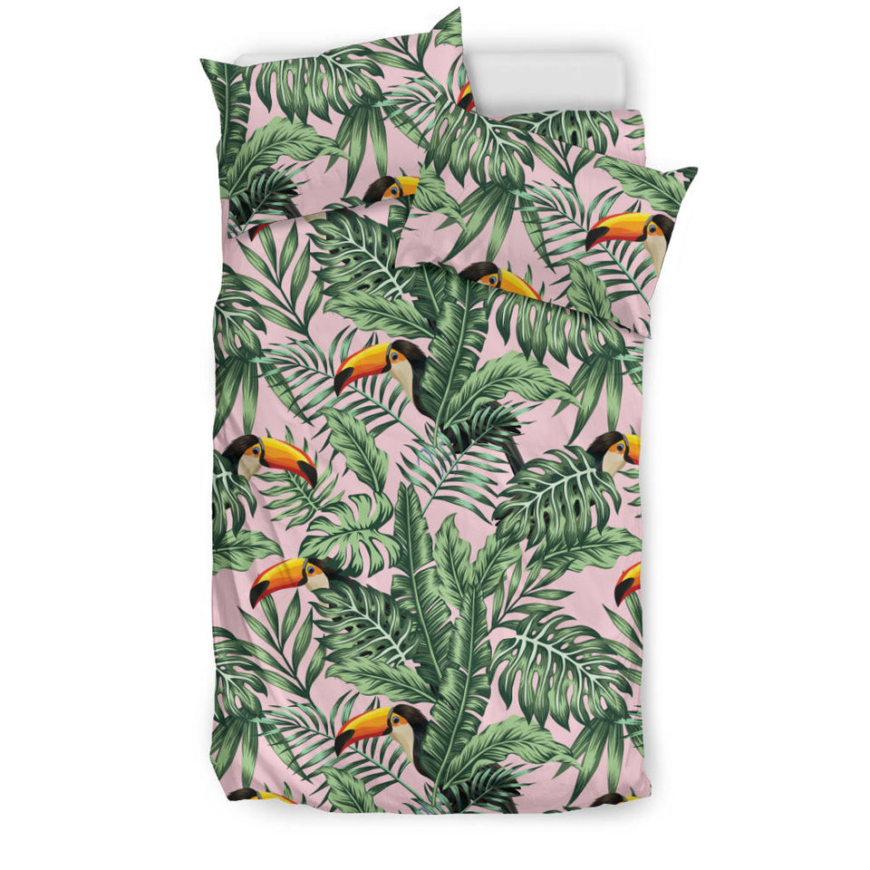 Toucan Tropical Green Jungle Palm Pattern Bedding Set