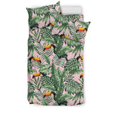Toucan Tropical Green Jungle Palm Pattern Bedding Set