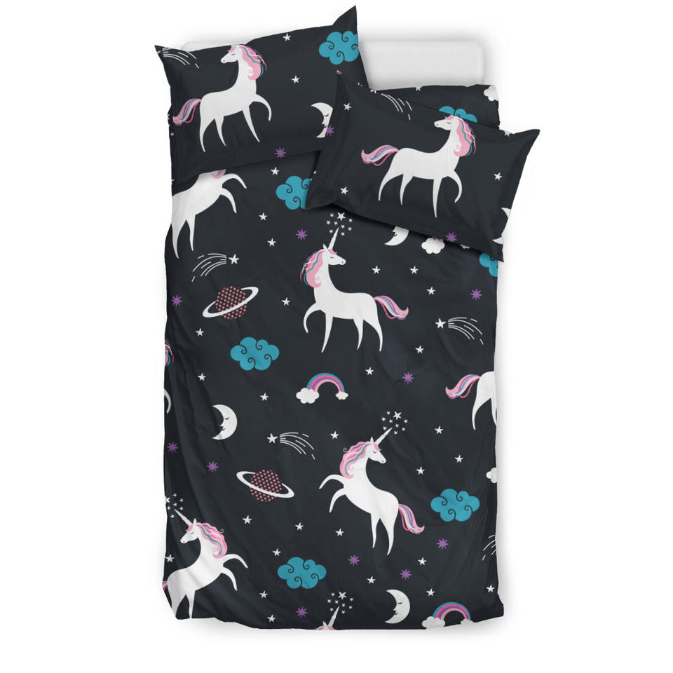 Unicorn Rainbows Moon Clound Star Pattern Bedding Set