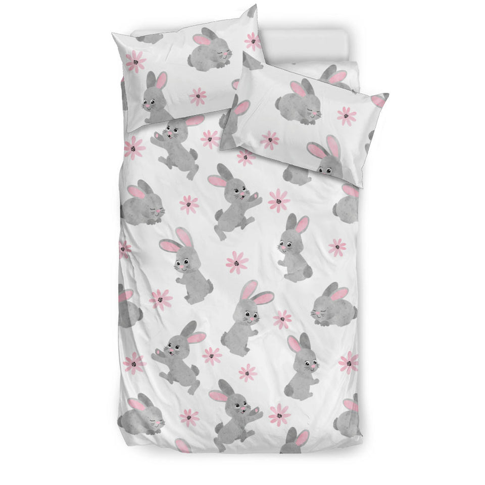 Watercolor Cute Rabbit Pattern Bedding Set