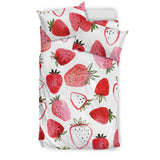 Watercolor Hand Drawn Beautiful Strawberry Pattern Bedding Set
