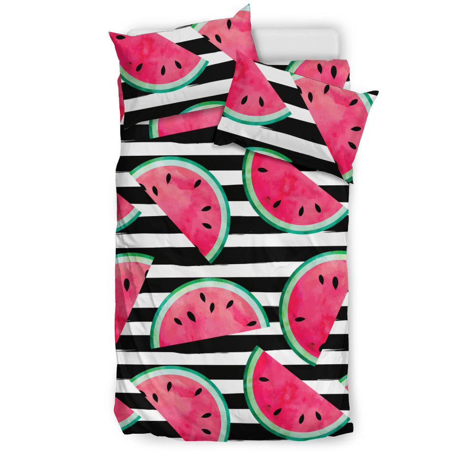 Watercolor Paint Textured Watermelon Pieces Bedding Set