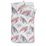 Watercolor Sea Turtle Jellyfish Pattern Bedding Set
