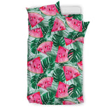 Watermelons Tropical Palm Leaves Pattern Bedding Set