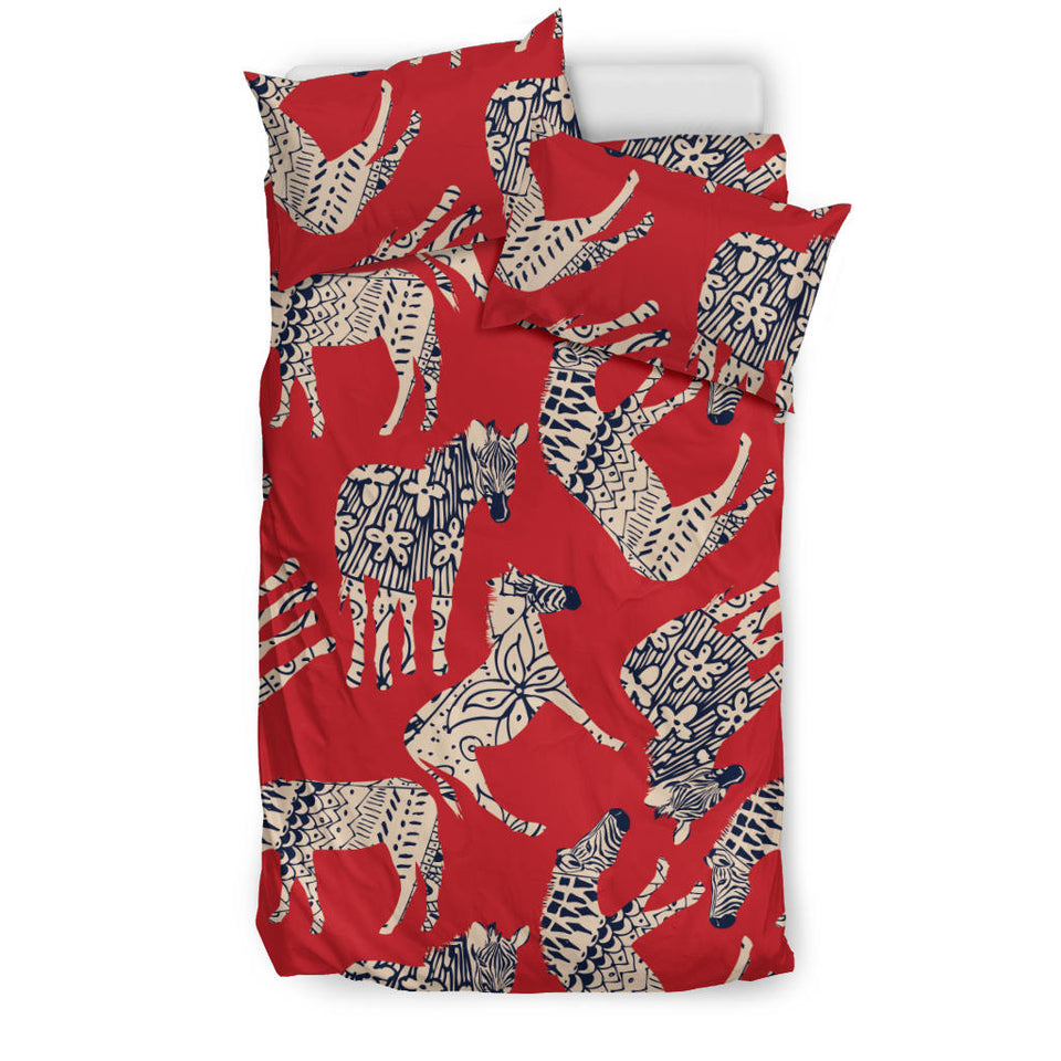 Zebra Abstract Red Background Bedding Set