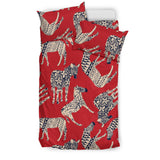 Zebra Abstract Red Background Bedding Set