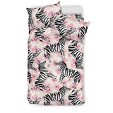 Zebra Pink Flower Background Bedding Set