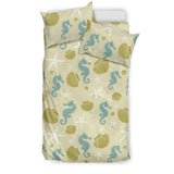 Seahorse Shell Starfish Pattern Background Bedding Set