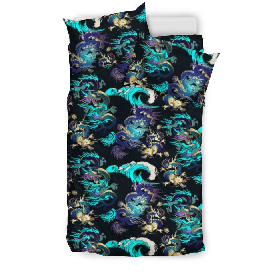 Dragon Sea Wave Pattern Bedding Set