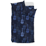 Blue Theme Guitar Pattern Bedding Set