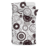 Classic Vintage Clock Pattern Bedding Set