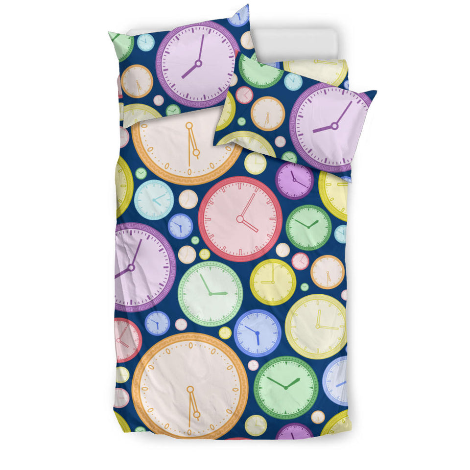 Colorful Clock Background Bedding Set