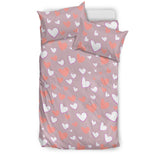 Coral White Heart Pattern Bedding Set