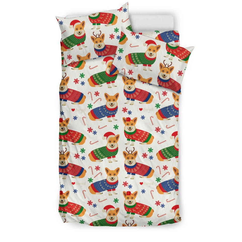 Corgi Christmas Pattern Bedding Set