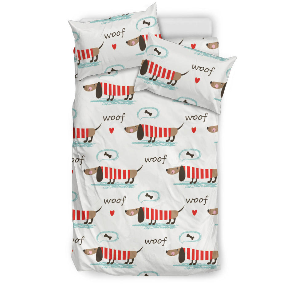 Cute Dachshund Bone Pattern Bedding Set