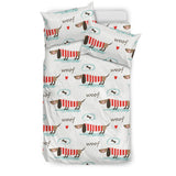 Cute Dachshund Bone Pattern Bedding Set