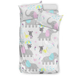 Cute Elephant Mouse Pattern Bedding Set