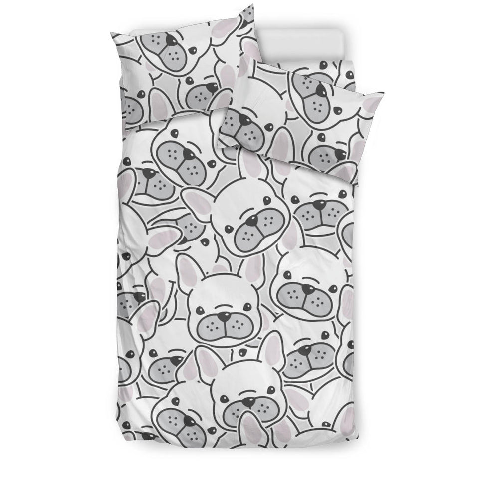 Cute French Bulldog Head Pattern Bedding Set