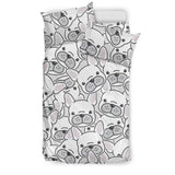 Cute French Bulldog Head Pattern Bedding Set