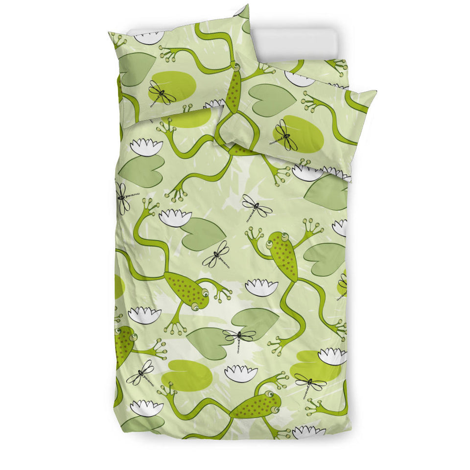 Cute Frog Dragonfly Pattern Bedding Set