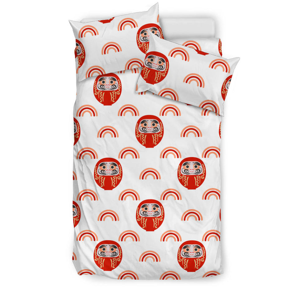 Daruma Japanese Wooden Doll Design Pattern Bedding Set