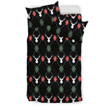 Deer Christmas New Year Pattern Argyle Bedding Set