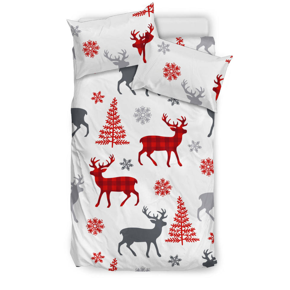 Deer Tree Snowflakes Chrismas Pattern Bedding Set
