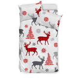 Deer Tree Snowflakes Chrismas Pattern Bedding Set