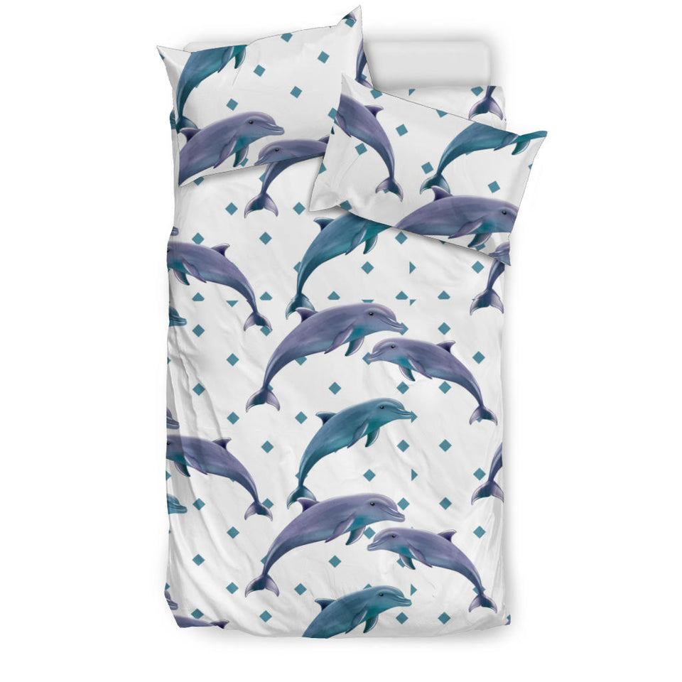 Dolphins Pattern Dotted Background Bedding Set