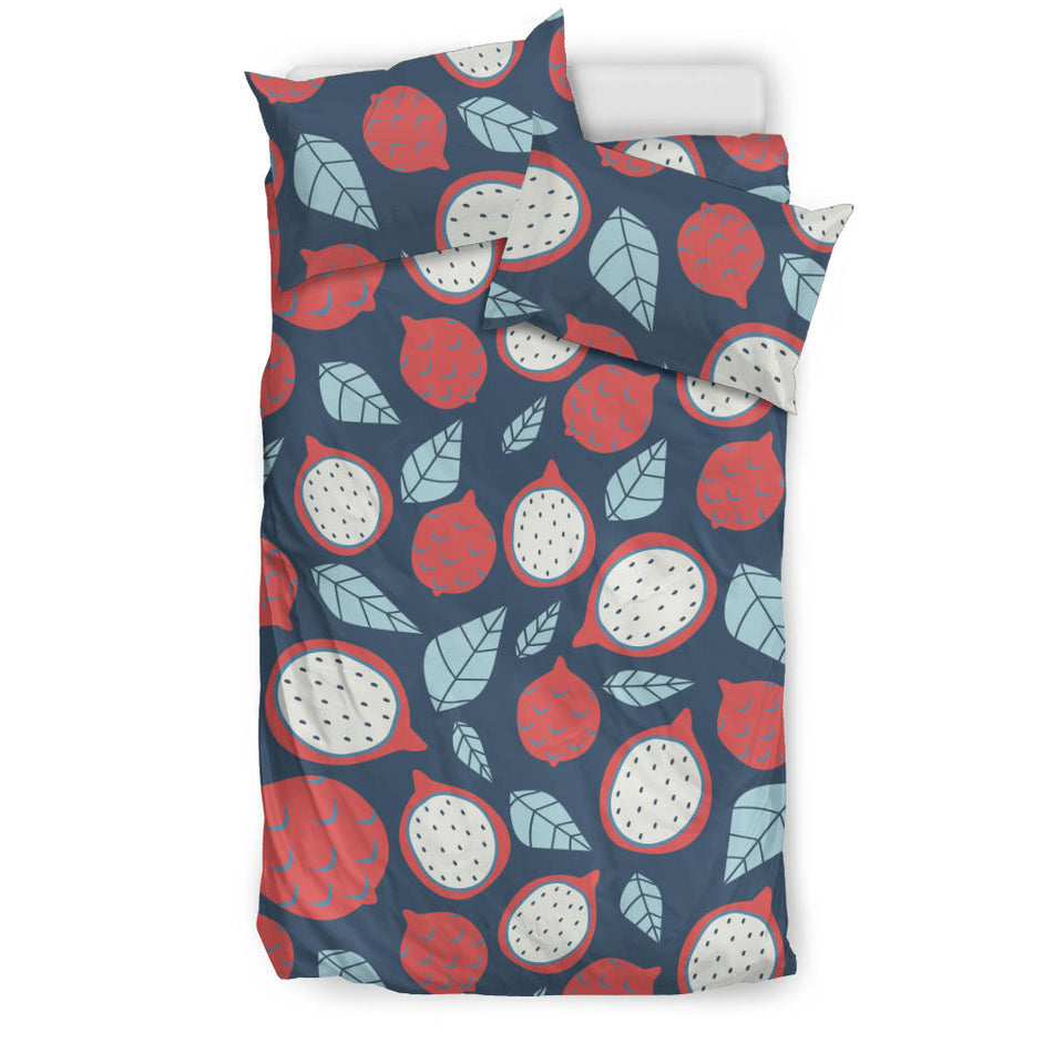 Dragon Fruits Dark Blue Background Bedding Set.